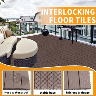 Plastic Interlocking Deck Tiles, 12.00"x12.00" (Pack Of 44). Patio, Outdoor Waterproof, All-weather For Garden 6 Plastic Interlocking Deck Tiles, 12.00"x12.00" (Pack Of 44). Patio, Outdoor Waterproof, All-weather For Garden - Image 6