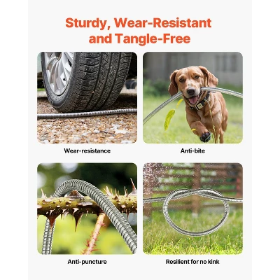 VEVOR Metal Garden Hose 75 Ft, Rust Proof Stainless Steel Water Hose, Heavy Duty Backyard Hose With 10 Function Nozzle, Silver 3 VEVOR Metal Garden Hose 75 Ft, Rust Proof Stainless Steel Water Hose, Heavy Duty Backyard Hose With 10 Function Nozzle, Silver - Image 3