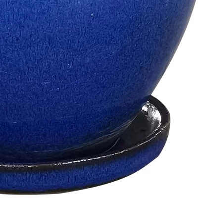 Southern Patio Wisteria 12 Inch Diameter Ceramic Indoor Outdoor Garden Planter Pot Urn With Saucer For Flowers, Herbs, And Plants 2 Southern Patio Wisteria 12 Inch Diameter Ceramic Indoor Outdoor Garden Planter Pot Urn With Saucer For Flowers, Herbs, And Plants - Image 2