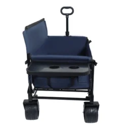 3-in-1 Convertible Folding Wagon Cart With Bench Seat & Rear-Mounted Folding Tabletop - 500lbs Heavy-Duty Utility Wagondark Blue -D'Eco Store GUEST 72aa7f76 5bdb 47e9 b184 93d5edec06ee