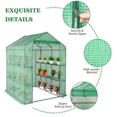 Walk-in Greenhouse For Outdoors, 58"x58"x75" Plant House With 8-Tier Grid Shelves For Seed Starting & Potted Plants 7 Walk-in Greenhouse For Outdoors, 58"x58"x75" Plant House With 8-Tier Grid Shelves For Seed Starting & Potted Plants - Image 7
