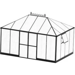 AMERLIFE 14x9.5x9 FT Polycarbonate Greenhouse, Aluminum Frame, Double Doors, 2 Vents, Rain Gutter -D'Eco Store GUEST 74b8365e f288 4423 82c3 7d5e8c3ba30f