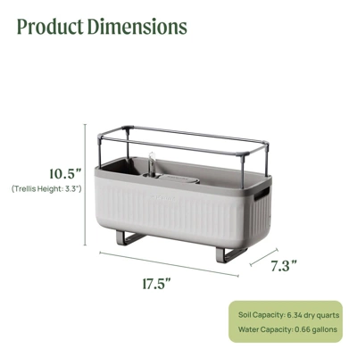 Vego Garden Twin Pack Self-Watering Herb Planter Box With Trellis Rectangular Indoor Outdoor Planter Pots 7.3"x17.5"x10.5" 1 Vego Garden Twin Pack Self-Watering Herb Planter Box With Trellis Rectangular Indoor Outdoor Planter Pots 7.3"x17.5"x10.5"