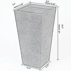 LuxenHome Gray MgO Tall Tapered Square Planter -D'Eco Store GUEST 7908201a b4b2 4582 8e66 106db7fd70bd