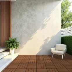 11 PCS 11.7" X 11.7" Square Plastic Wood Deck Tiles, Outdoor Terrace Flooring，Light Brown -D'Eco Store GUEST 794b3da4 2ed8 4431 b005 22e64328a8d9