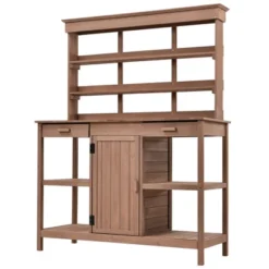 Whisen Outdoor Farmhouse Wooden Potting Bench Table, Garden Workstation With Drawers, Cabinet And Open Shelves 18 Whisen Outdoor Farmhouse Wooden Potting Bench Table, Garden Workstation With Drawers, Cabinet And Open Shelves -D'Eco Store GUEST 7f6a319c cc08 466d ae13 8472a1961e6b