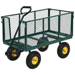 Heavy Duty Steel Garden Cart,550 LBS Capacity 3-in-1 Pullable Metal Wagon With 10" Pneumatic Wheels,180°Rotating Handle & Removable Sides, Green 20 Heavy Duty Steel Garden Cart,550 LBS Capacity 3-in-1 Pullable Metal Wagon With 10" Pneumatic Wheels,180°Rotating Handle & Removable Sides, Green -D'Eco Store GUEST 80628365 8035 46f6 b189 870155244700
