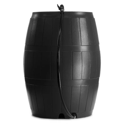 FCMP Outdoor RC4000-BLK 50 Gallon Flat Back Outdoor Home Rain Catcher Water Storage Collection Barrel For Watering Outdoor Plants And Gardens, Black 1 FCMP Outdoor RC4000-BLK 50 Gallon Flat Back Outdoor Home Rain Catcher Water Storage Collection Barrel For Watering Outdoor Plants And Gardens, Black