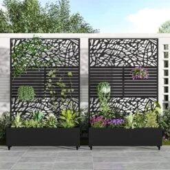 SpassWay 72"H Two-tone Patio Planter Box With Trellis Metal Raised Garden Bed Black Decorative Privacy Screen With Wheels 19 SpassWay 72"H Two-tone Patio Planter Box With Trellis Metal Raised Garden Bed Black Decorative Privacy Screen With Wheels -D'Eco Store GUEST 8263de98 aebe 4201 b92c d5b45fe9b0e3