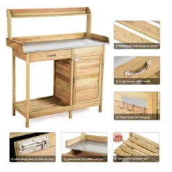 Costway Outdoor Potting Bench Garden Wooden Work Station Metal Tabletop Cabinet Drawer 14 Costway Outdoor Potting Bench Garden Wooden Work Station Metal Tabletop Cabinet Drawer -D'Eco Store GUEST 82dc0ee0 f631 44cb 8ec9 04ca04e3f2b5
