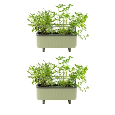 Vego Garden Twin Pack Self-Watering Herb Planter Box With Trellis Rectangular Indoor Outdoor Planter Pots 7.3"x17.5"x10.5" 8 Vego Garden Twin Pack Self-Watering Herb Planter Box With Trellis Rectangular Indoor Outdoor Planter Pots 7.3"x17.5"x10.5" - Image 8