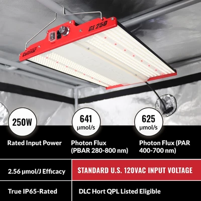 PHANTOM Cultivar GL250 250 Watt 120 Volt Plug LED Aluminum Grow Tent Lamp Compact Plant Light Fixture For Indoor Cultivation, Red 1 PHANTOM Cultivar GL250 250 Watt 120 Volt Plug LED Aluminum Grow Tent Lamp Compact Plant Light Fixture For Indoor Cultivation, Red