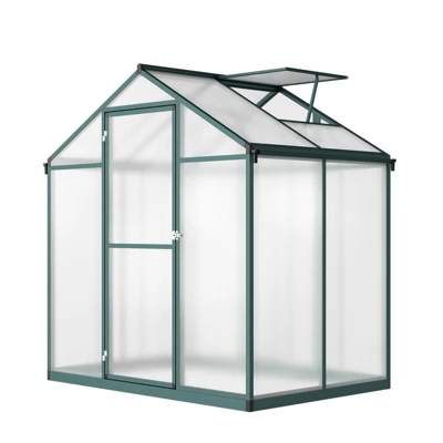 Heavy-Duty Greenhouse Aluminum Walk-In Greenhouse With Adjustable Ventilation And Lockable Door For Vegetables Herbs And Outdoor Plants Green 8 Heavy-Duty Greenhouse Aluminum Walk-In Greenhouse With Adjustable Ventilation And Lockable Door For Vegetables Herbs And Outdoor Plants Green - Image 8