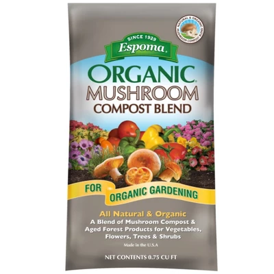 Espoma Organic All Natural & Organic Mushroom Compost Blend, 0.75 Cu Ft 1 Espoma Organic All Natural & Organic Mushroom Compost Blend, 0.75 Cu Ft