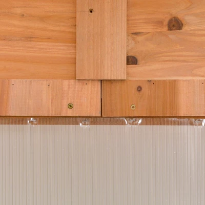 Outsunny 6.2' X 3.9' X 6.9' Polycarbonate Greenhouse, Walk-in Hot House Kit With Lockable Door, 5 Level Wind Resistant Wooden Frame, Natural Wood 5 Outsunny 6.2' X 3.9' X 6.9' Polycarbonate Greenhouse, Walk-in Hot House Kit With Lockable Door, 5 Level Wind Resistant Wooden Frame, Natural Wood - Image 5