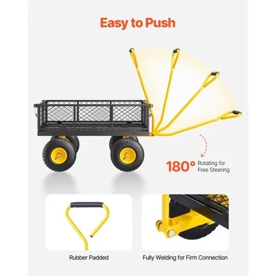 VEVOR 500 Lbs Steel Garden Cart, Heavy Duty Garden Wagon Cart Pullable On Wheels, Metal Yard Utility Wagon Carts With 10" All Terrain Tires, Black 6 VEVOR 500 Lbs Steel Garden Cart, Heavy Duty Garden Wagon Cart Pullable On Wheels, Metal Yard Utility Wagon Carts With 10" All Terrain Tires, Black - Image 6