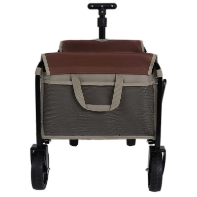 All-in-One Convertible Folding Camping Wagon Cart: Bench Seat, Storage Compartment & Included Dog Tether, Beige/Brown 4 All-in-One Convertible Folding Camping Wagon Cart: Bench Seat, Storage Compartment & Included Dog Tether, Beige/Brown - Image 4