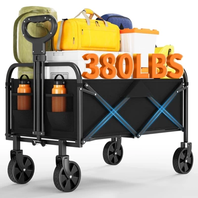 GustoWave Wagons Carts Foldable, GarveeLife Utility Collapsible Wagon With All-Terrain Wheels, Drink Holders & Adjustable Handle 7 GustoWave Wagons Carts Foldable, GarveeLife Utility Collapsible Wagon With All-Terrain Wheels, Drink Holders & Adjustable Handle - Image 7