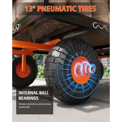 Heavy Duty Steel Garden Cart, Garden Wagon Cart On Wheels, Yard Utility Wagon Carts W/Adjustable Handle & Removable Sides(Convert To Flatbed) 3 Heavy Duty Steel Garden Cart, Garden Wagon Cart On Wheels, Yard Utility Wagon Carts W/Adjustable Handle & Removable Sides(Convert To Flatbed) - Image 3