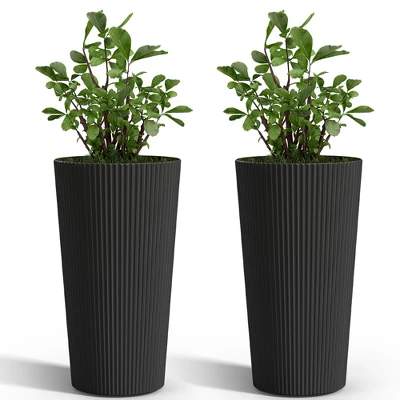 NAYSAYE Planter 2PCS Tall Indoor And Outdoor Planter Pot Large Flower Cone Striped Plastic Flower Pot For Home Garden Patio 7 NAYSAYE Planter 2PCS Tall Indoor And Outdoor Planter Pot Large Flower Cone Striped Plastic Flower Pot For Home Garden Patio - Image 7