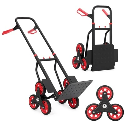 Stair Climbing Cart Heavy Duty Hand Truck With 6 Wheels Telescoping Handle And Elastic Ropes 330 Lbs Capacity Foldable Dolly, Red 7 Stair Climbing Cart Heavy Duty Hand Truck With 6 Wheels Telescoping Handle And Elastic Ropes 330 Lbs Capacity Foldable Dolly, Red - Image 7