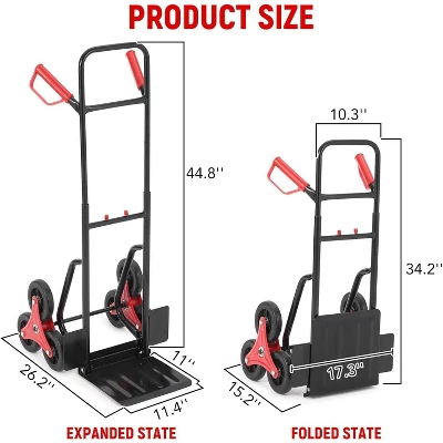 Acekool Stair Climbing Dolly, 2-in-1 Folding Hand Truck With 6 Wheels, Telescoping Handle, 330 Lbs Load For Stairs, Moving, Storage 4 Acekool Stair Climbing Dolly, 2-in-1 Folding Hand Truck With 6 Wheels, Telescoping Handle, 330 Lbs Load For Stairs, Moving, Storage - Image 4