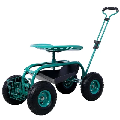 DSVIMOY Rolling Garden Scooter, Garden Cart Seat With Wheels And Tool Tray, 360 Swivel Seat, Green, 42.5"*17.7"*22.4" 5 DSVIMOY Rolling Garden Scooter, Garden Cart Seat With Wheels And Tool Tray, 360 Swivel Seat, Green, 42.5"*17.7"*22.4" - Image 5