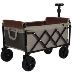 All-in-One Convertible Folding Camping Wagon Cart: Bench Seat, Storage Compartment & Included Dog Tether, Beige/Brown 12 All-in-One Convertible Folding Camping Wagon Cart: Bench Seat, Storage Compartment & Included Dog Tether, Beige/Brown -D'Eco Store GUEST 927eda16 8ad8 4bf7 8319 a37f04a54e33