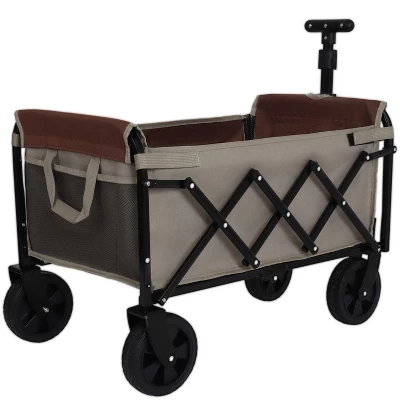 All-in-One Convertible Folding Camping Wagon Cart: Bench Seat, Storage Compartment & Included Dog Tether, Beige/Brown 6 All-in-One Convertible Folding Camping Wagon Cart: Bench Seat, Storage Compartment & Included Dog Tether, Beige/Brown - Image 6