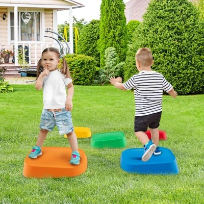 Costway 5 Pcs Balance Stepping Stones For Kids With Non-Slip Surface And Edging 1 Costway 5 Pcs Balance Stepping Stones For Kids With Non-Slip Surface And Edging