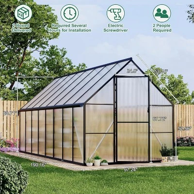 GustoWave 8x16 Ft Outdoor Greenhouse For Backyard Ideal Greenhouse Kit For Garden Or Yard, Black. 1 GustoWave 8x16 Ft Outdoor Greenhouse For Backyard Ideal Greenhouse Kit For Garden Or Yard, Black.