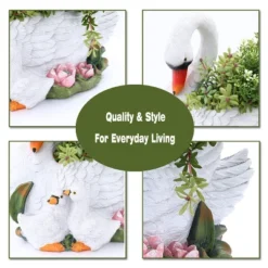 LuxenHome White Resin Swan Family Planter 14 LuxenHome White Resin Swan Family Planter -D'Eco Store GUEST 956bbe81 7d45 4fae a9f2 7c59d1484953