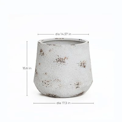 LuxenHome Rustic Planter – Off-White Round MgO Pot With Brown Accents & Plug 7 LuxenHome Rustic Planter – Off-White Round MgO Pot With Brown Accents & Plug - Image 7