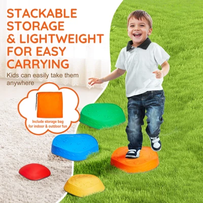 VEVOR Balance Stepping Stones For Kids, 5 PCS, Up To 220 Lbs, Non-Slip Toddlers Sensory Stepping Stones, Toys For Children Aged 3 4 5 6 7 8+ 6 VEVOR Balance Stepping Stones For Kids, 5 PCS, Up To 220 Lbs, Non-Slip Toddlers Sensory Stepping Stones, Toys For Children Aged 3 4 5 6 7 8+ - Image 6
