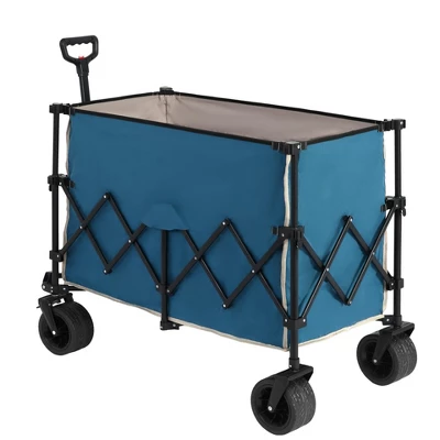 FURNIinspire Wheelbarrows And Lawn Carts Beach Wagon Lawn Cart Garden Cart, Heavy Duty Folding Utility Yard Cart, Blue, 20.87"*42.91"*32.68" 4 FURNIinspire Wheelbarrows And Lawn Carts Beach Wagon Lawn Cart Garden Cart, Heavy Duty Folding Utility Yard Cart, Blue, 20.87"*42.91"*32.68" - Image 4