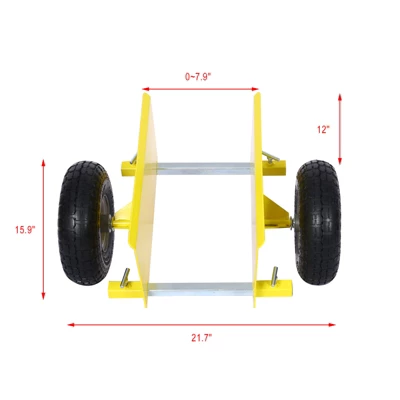 Flat Trolley,metal Flat Trolley With Pneumatic Wheels,600lb Capacity,yellow,for Heavy Equipment And Material Handling Of Drywall Panels 4 Flat Trolley,metal Flat Trolley With Pneumatic Wheels,600lb Capacity,yellow,for Heavy Equipment And Material Handling Of Drywall Panels - Image 4