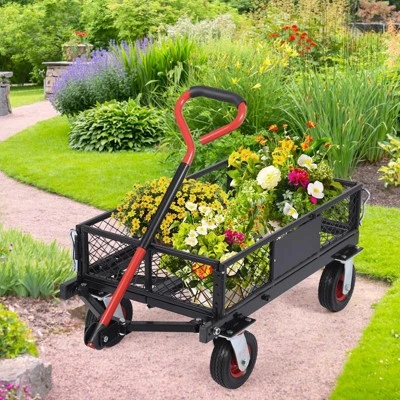 Folding Utility Mesh Steel Garden Carts And Wagons Heavy Duty 360lbs,Folding Utility Wagon Cart W Removable Mesh Sides 1 Folding Utility Mesh Steel Garden Carts And Wagons Heavy Duty 360lbs,Folding Utility Wagon Cart W Removable Mesh Sides