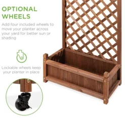 Best Choice Products 48in Mobile Wood Planter Box & Diamond Lattice Trellis, W/ Drainage Holes, Optional Wheels - Walnut 8 Best Choice Products 48in Mobile Wood Planter Box & Diamond Lattice Trellis, W/ Drainage Holes, Optional Wheels - Walnut -D'Eco Store GUEST 9b0bf220 bf51 488f ae38 cd9a7f771158