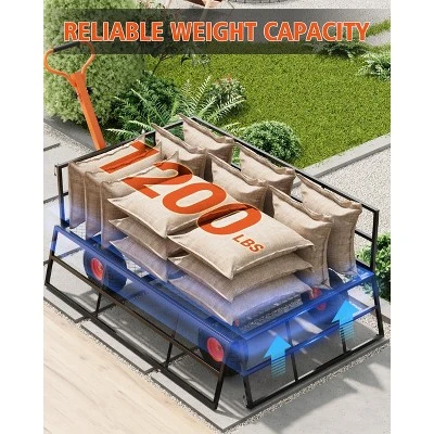 Heavy Duty Steel Garden Cart, Garden Wagon Cart On Wheels, Yard Utility Wagon Carts W/Adjustable Handle & Removable Sides(Convert To Flatbed) 2 Heavy Duty Steel Garden Cart, Garden Wagon Cart On Wheels, Yard Utility Wagon Carts W/Adjustable Handle & Removable Sides(Convert To Flatbed) - Image 2