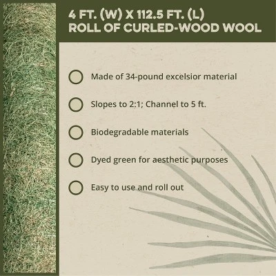 DeWitt AEC-SEGRN4 Curlex I 4 X 112.5 Feet Single Layer Excelsior Biodegradable Commercial And Home Landscaping Erosion Control Blanket, Green 3 DeWitt AEC-SEGRN4 Curlex I 4 X 112.5 Feet Single Layer Excelsior Biodegradable Commercial And Home Landscaping Erosion Control Blanket, Green - Image 3