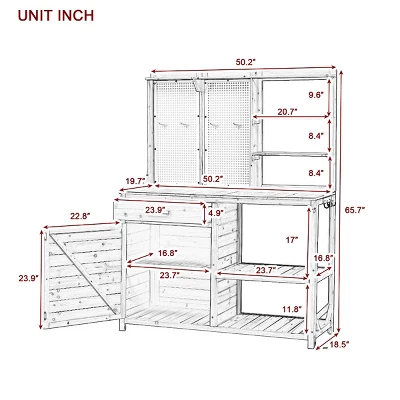 Outdoor Potting Bench, Garden Workstation For Planting, Potting Bench With Shelves And Adjustable Storage, Wood Potting Bench-Coolbibila 3 Outdoor Potting Bench, Garden Workstation For Planting, Potting Bench With Shelves And Adjustable Storage, Wood Potting Bench-Coolbibila - Image 3