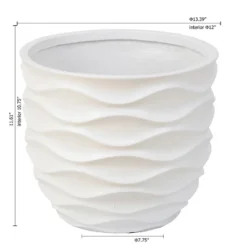LuxenHome White MgO 11.6-Inch H Waves Round Planter 9 LuxenHome White MgO 11.6-Inch H Waves Round Planter -D'Eco Store GUEST a1484439 893c 4a69 ab43 b2188ed49cdd