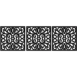 BirdRock Home Rubber Stepping Stone Tiles - 15 X 15" - Set Of 3 - Black