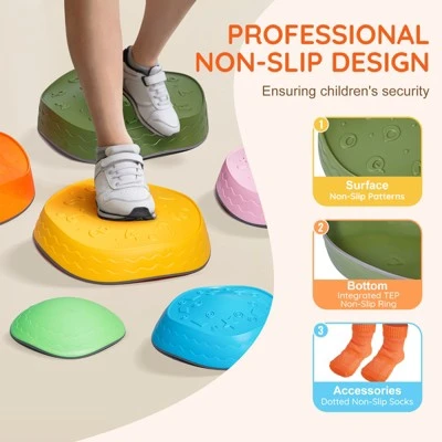 VEVOR Balance Stepping Stones For Kids, 6 PCS, Up To 220 Lbs, Non-Slip Toddlers Sensory Stepping Stones, Toys For Children Aged 3 4 5 6 7 8+ 4 VEVOR Balance Stepping Stones For Kids, 6 PCS, Up To 220 Lbs, Non-Slip Toddlers Sensory Stepping Stones, Toys For Children Aged 3 4 5 6 7 8+ - Image 4