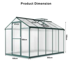 D'Eco Store 22 Heavy-Duty Greenhouse Aluminum Walk-In Greenhouse With Adjustable Ventilation And Lockable Door For Vegetables Herbs And Outdoor Plants Green