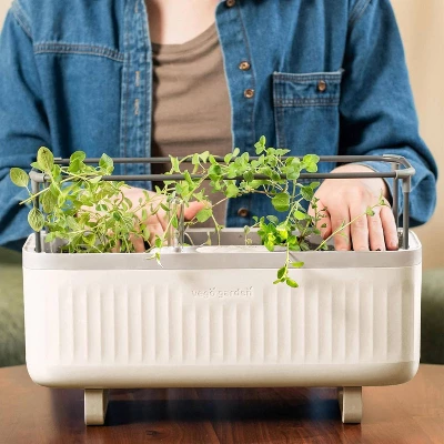 Vego Garden Twin Pack Self-Watering Herb Planter Box With Trellis Rectangular Indoor Outdoor Planter Pots 7.3"x17.5"x10.5" 5 Vego Garden Twin Pack Self-Watering Herb Planter Box With Trellis Rectangular Indoor Outdoor Planter Pots 7.3"x17.5"x10.5" - Image 5