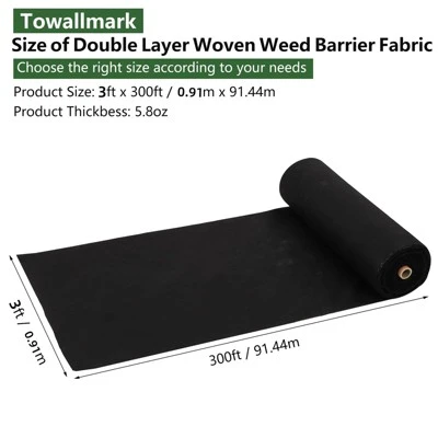 Woven Landscape Fabric, Weed Fabric Barrier, Double Layer, Garden Fabric Weed Barrier, Weed Control Fabric Ground Cover 1 Woven Landscape Fabric, Weed Fabric Barrier, Double Layer, Garden Fabric Weed Barrier, Weed Control Fabric Ground Cover
