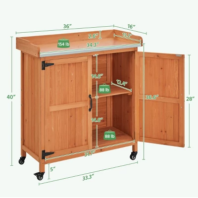 Yaheetech Outdoor Garden Potting Bench Table With Cabinet 2 Yaheetech Outdoor Garden Potting Bench Table With Cabinet - Image 2