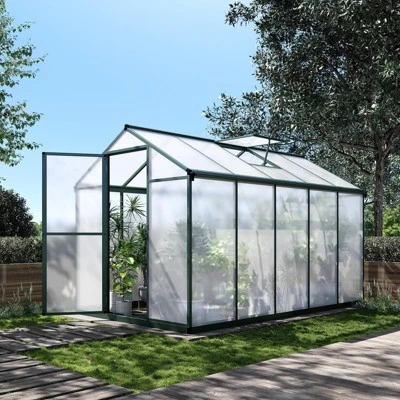 Heavy-Duty Greenhouse Aluminum Walk-In Greenhouse With Adjustable Ventilation And Lockable Door For Vegetables Herbs And Outdoor Plants Green 2 Heavy-Duty Greenhouse Aluminum Walk-In Greenhouse With Adjustable Ventilation And Lockable Door For Vegetables Herbs And Outdoor Plants Green - Image 2