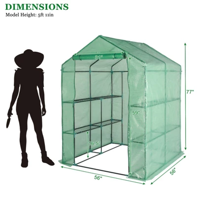 Walk-in Greenhouse For Outdoors, 58"x58"x75" Plant House With 8-Tier Grid Shelves For Seed Starting & Potted Plants 4 Walk-in Greenhouse For Outdoors, 58"x58"x75" Plant House With 8-Tier Grid Shelves For Seed Starting & Potted Plants - Image 4